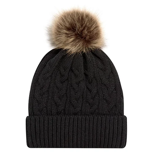 Tuque à rebord (Pompon 12cm fausse fourrure)