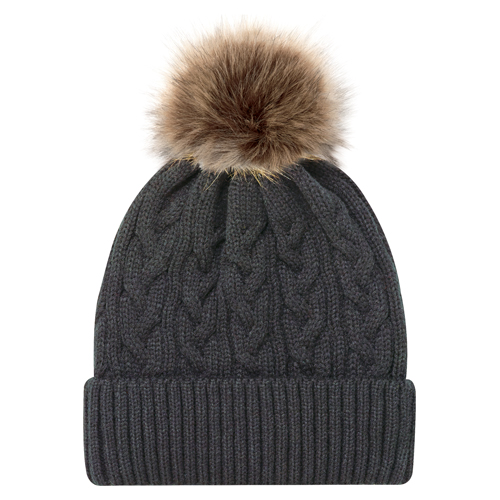 Tuque à rebord (Pompon 12cm fausse fourrure)