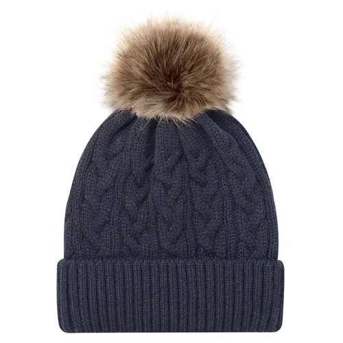 Tuque à rebord (Pompon 12cm fausse fourrure)