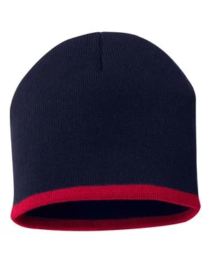 Bonnet en tricot à rayures dans le bas de 8 "