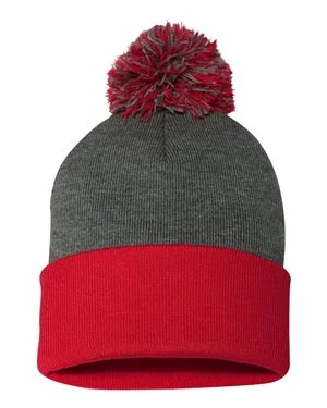 Bonnet en tricot de 12 po à pompons