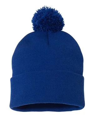 Bonnet en tricot de 12 po à pompons