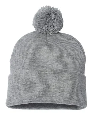 Bonnet en tricot de 12 po à pompons