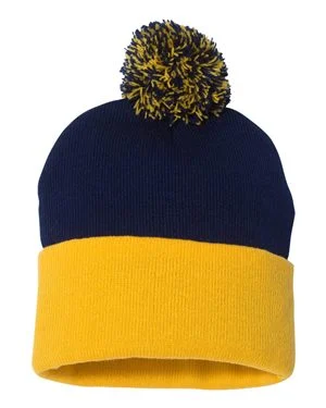 Bonnet en tricot de 12 po à pompons