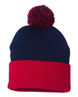Bonnet en tricot de 12 po à pompons