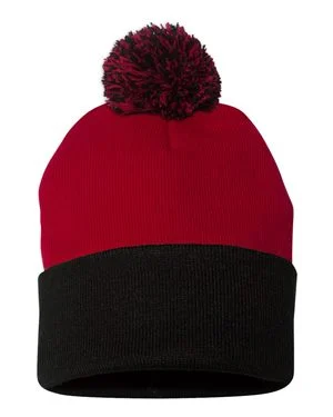 Bonnet en tricot de 12 po à pompons
