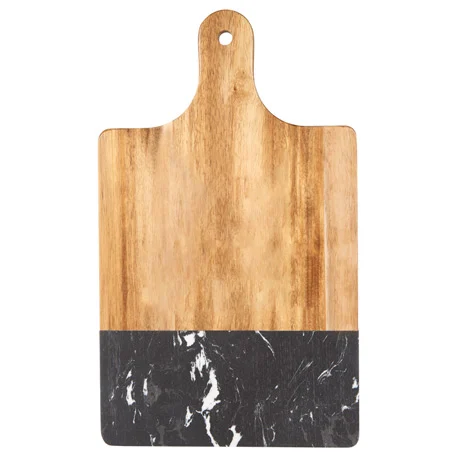 Planche à découper en marbre noir et bois